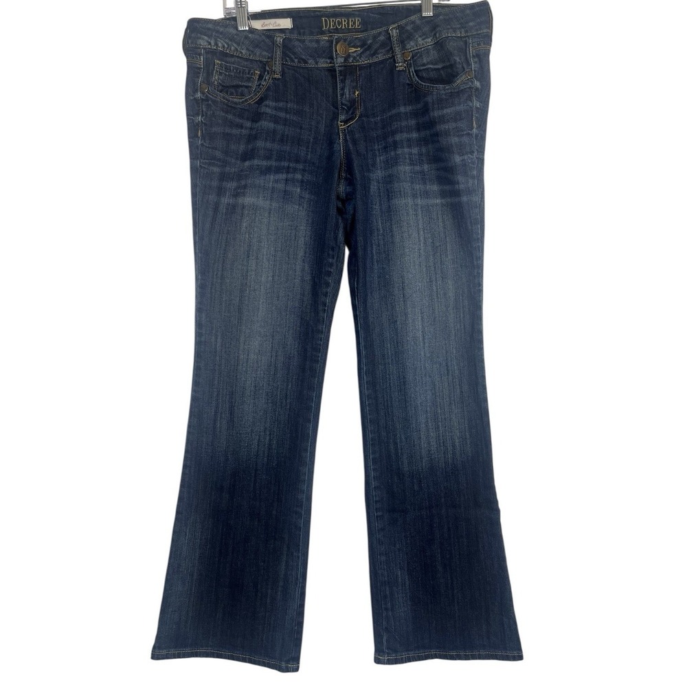 Decree Sz 15 Boot Cut Jeans Stretch Dk‎ Blue Wash Denim Mid Rise Y2K Wide